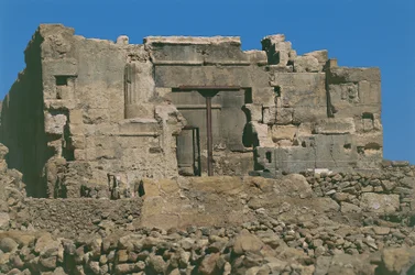 Egipto. Antigua Aghurmi en el Oasis de Siwa (Siwah). Templo del Oráculo o templo de Amón. Dinastía XXVI, 664-525 a.C.