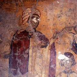 Fresco en iglesia en Kandanos, Creta, Grecia