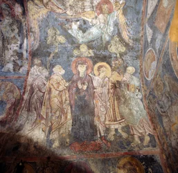Frescos en iglesia en Alikampos, Creta, Grecia