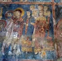 Frescos en iglesia en Alikampos, Creta, Grecia