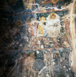 Frescos en el techo del monasterio de Agios Georgios, Diavaide, Creta, Grecia