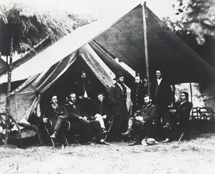 General Ulysses Grant y su personal en City Point, verano de 1864, Guerra Civil Americana, EE.UU.