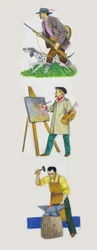 Cazador, pintor y herrero, dibujo
