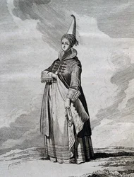 Mujer islandesa, grabado de Viaje en el Mar del Norte entre 1767 y 1768 por Yves-Joseph de Kerguelen-Tremarec (1734-1797)