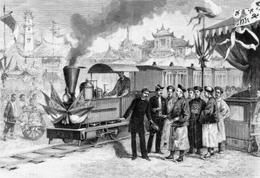 Inauguración del primer ferrocarril francés en China que une Tianjin con Tangshan, 20 de noviembre