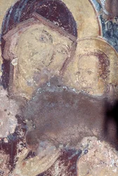 Madonna y Niño, fresco en la iglesia de Panagia, Rodovani, Creta, Grecia