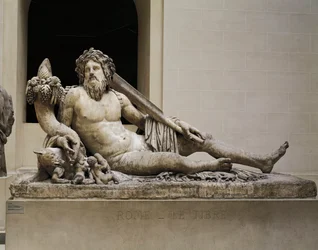 Estatua de mármol que representa al río Tíber, Templo de Isis y Serapis, de Roma