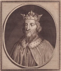 Retrato de Alfredo el Grande (849-889), Rey de Wessex, Reino Unido, grabado en cobre por John Goldar (1729-1795)