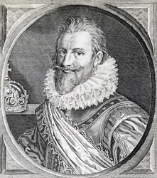 Retrato de Christian IV (1588-1648), Rey de Dinamarca y Noruega, grabado