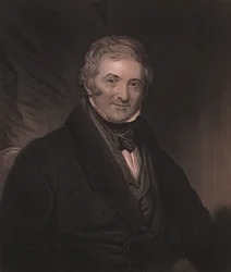 Retrato del dramaturgo inglés Thomas Morton (1764-1838), grabado por W Hunt