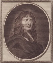 Retrato del político inglés Sir William Temple (1628-1699), grabado en cobre por John Goldar (1729-1795)
