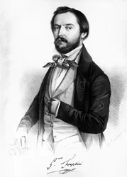 Retrato de Gaetano Fraschini, tenor italiano, grabado
