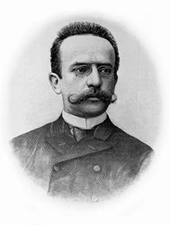 Retrato de Giacinto Gallina, dramaturgo italiano, dibujo después de una fotografía