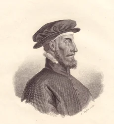 Retrato del editor e impresor italiano Paolo Manuzio (1512-1574), grabado en cobre por S Maffeis