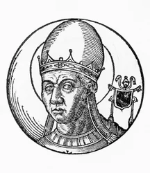 Retrato de San Zósimo, 41º Papa de la Iglesia Católica, grabado