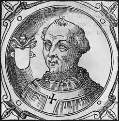Retrato de Esteban II o III, 92º Papa de la Iglesia Católica, grabado