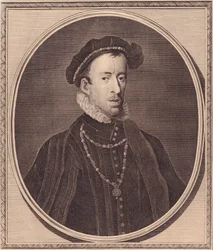Retrato de Thomas Howard, 4º Duque de Norfolk (1536-1572), grabado en cobre por John Goldar (1729-1795)