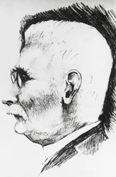 Retrato de perfil de Henri Louis Le Chatelier (1850-1936), químico y metalúrgico francés, grabado