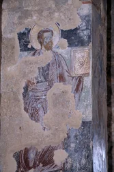 Santo, fresco en la iglesia de Agios Nikolaos, ciudad bizantina de Mystras (Lista del Patrimonio Mundial de la UNESCO)