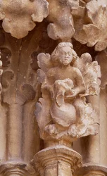 España, Navarra, Ujué, Iglesia de Santa María, detalle arquitectónico