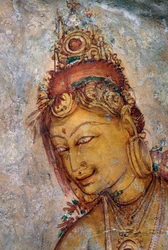 Las doncellas de Sigiriya, fresco, sitio arqueológico de Sigiriya (Lista del Patrimonio Mundial de la Unesco)