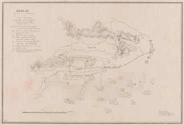 Boceto de la Fortaleza de Ghuznee. Tomada por asalto el 23 de julio de 1839