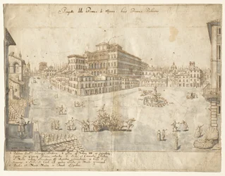 Dieciocho vistas de Roma: La Piazza Barberini (recto)
