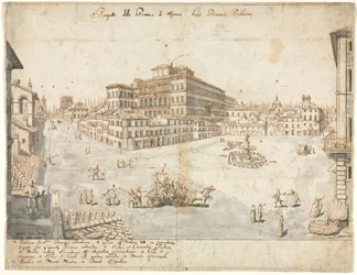 Dieciocho vistas de Roma: La Piazza Barberini, 1665