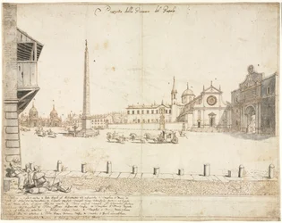 Dieciocho vistas de Roma: La Piazza del Popolo (recto)