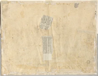 Trazado de una fuente del recto y bocetos de dos caras (verso)