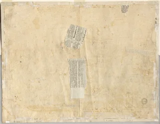 Trazado de una fuente del recto y bocetos de dos caras del verso, 1665