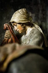 Retablo, panel derecho, detalle, La Deposición de la Cruz