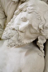 El entierro y el desmayo de la Virgen, detalle: cabeza de Jesús