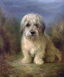 Dandie Dinmont Terrier (óleo sobre lienzo)