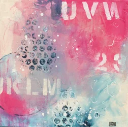 Letras abstractas en rosa y azul