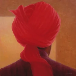 Turbante rojo sobre ámbar, Deoghar
