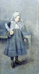 Chica con un Bonete Gris