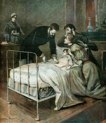 El doctor Emile Roux vacunando a un niño