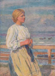 Niña tejiendo