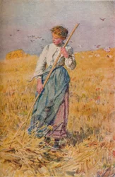 Recogiendo avena, Francia, c1900