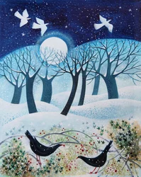 Aves de invierno en la nieve