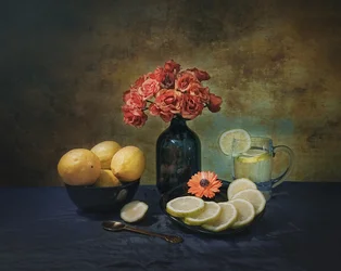 Limones y rosas elegantes
