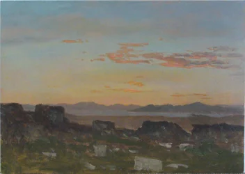 Cielo naranja con nubes dispersas, Grecia