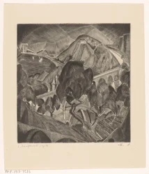 Paisaje de montaña con acueducto L