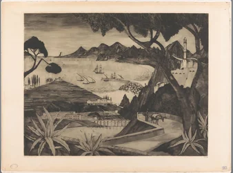 Paisaje montañoso con bahía en Córcega
La Corse (título original)