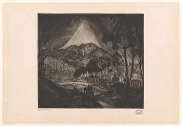 Paisaje montañoso con industria. Evolución (título original del objeto)