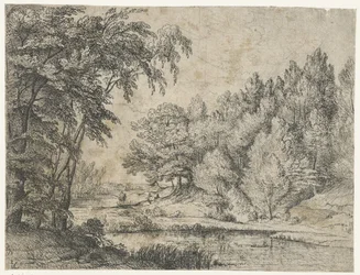 Paisaje con un río sinuoso