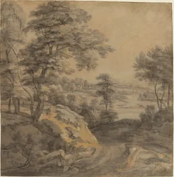 Paisaje boscoso con un camino