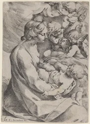 Madonna y el niño con ángeles
