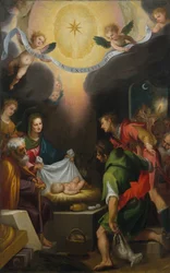 La adoración de los pastores con Santa Catalina de Alejandría, 1599